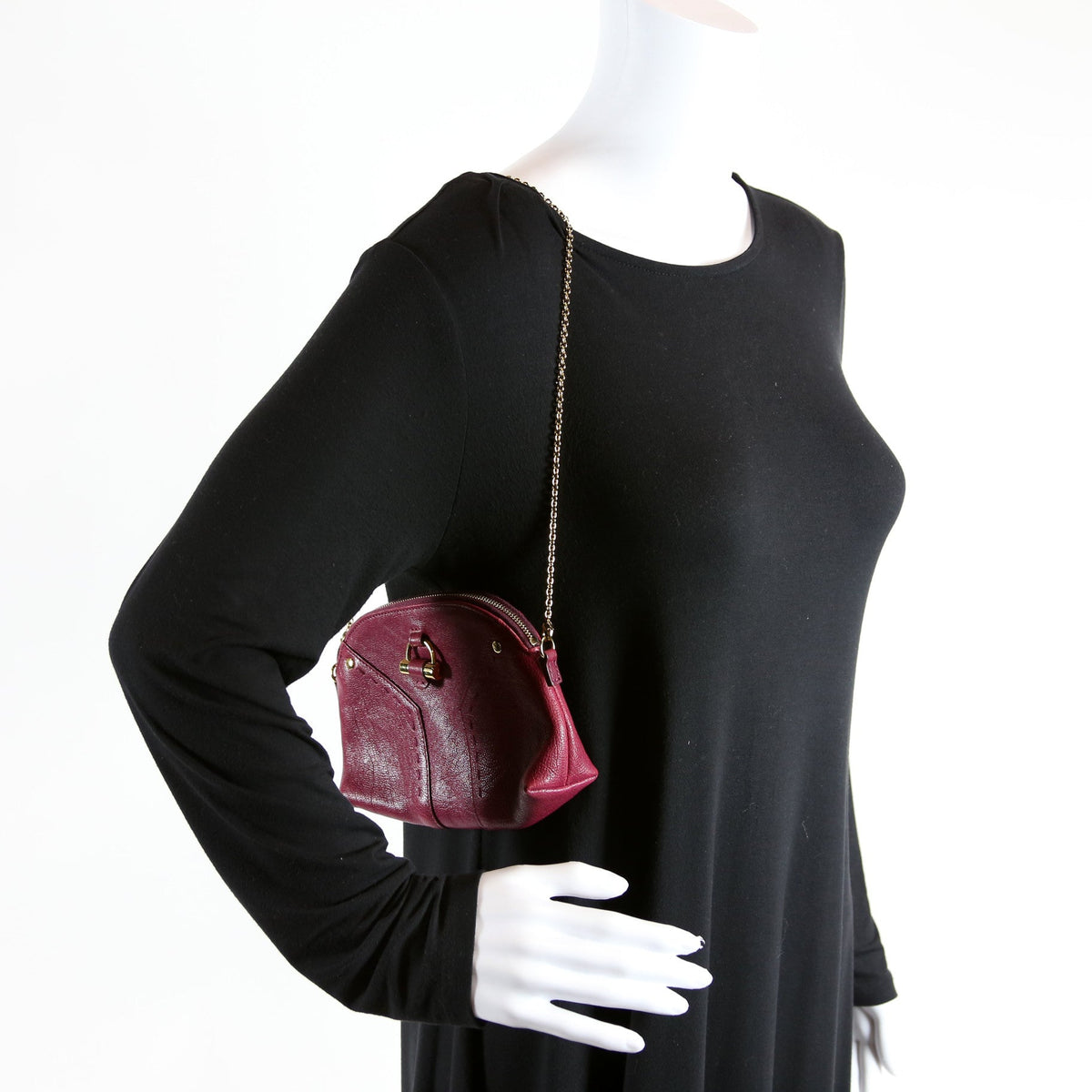 291201 Mini Muse Chain Bag Calfskin Berry