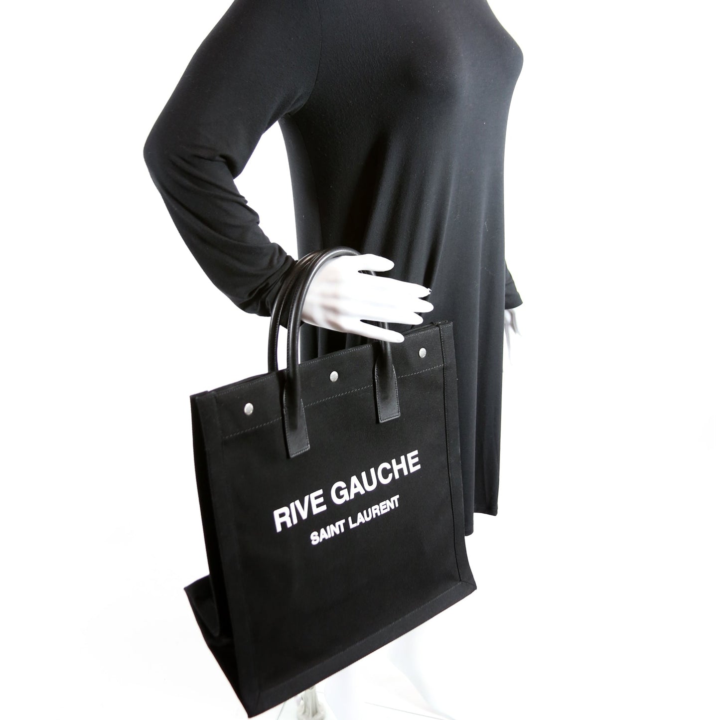 Rive Gauche Vertical Tote Bag Black