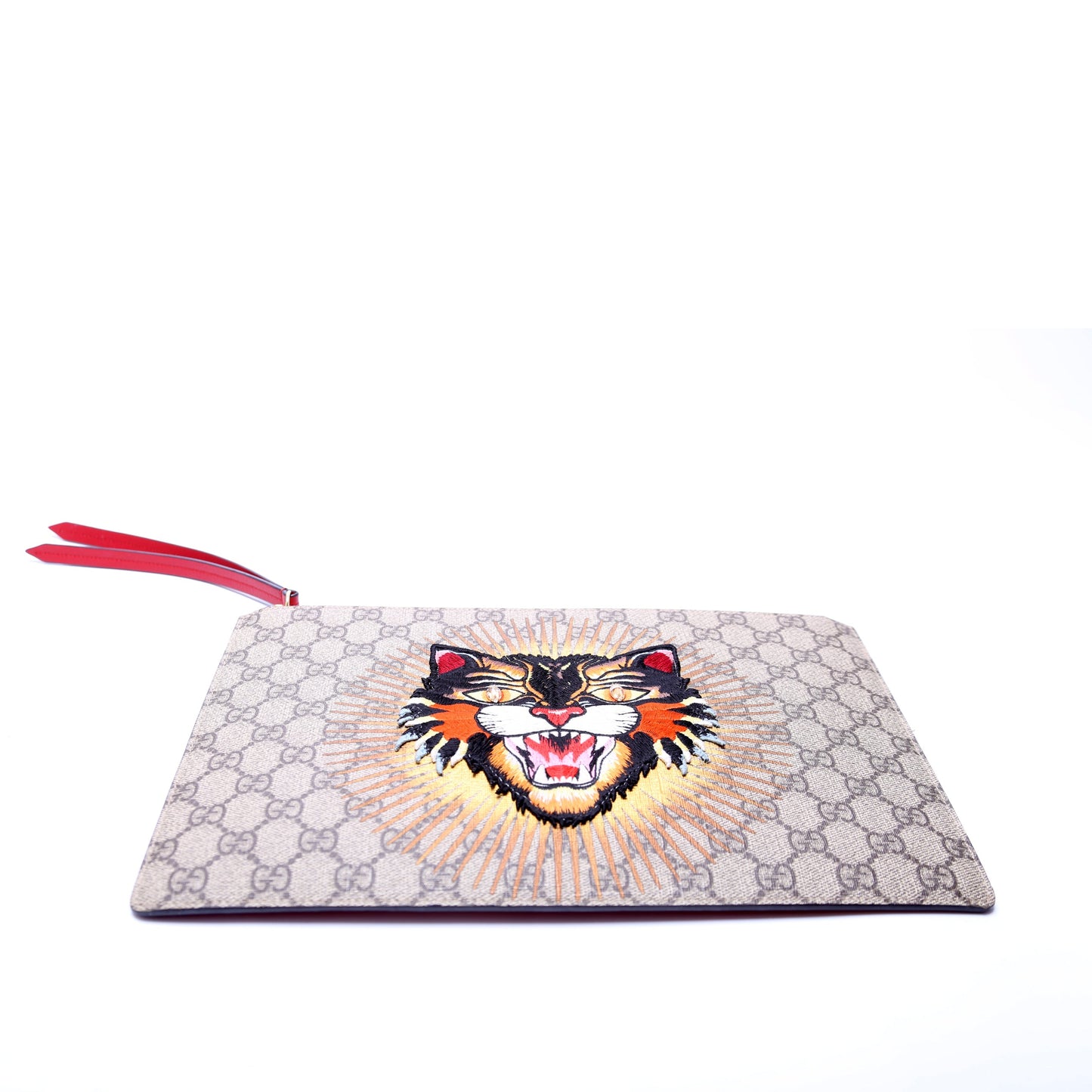 Gucci GG Supreme Angry Cat Zip Pouch Red