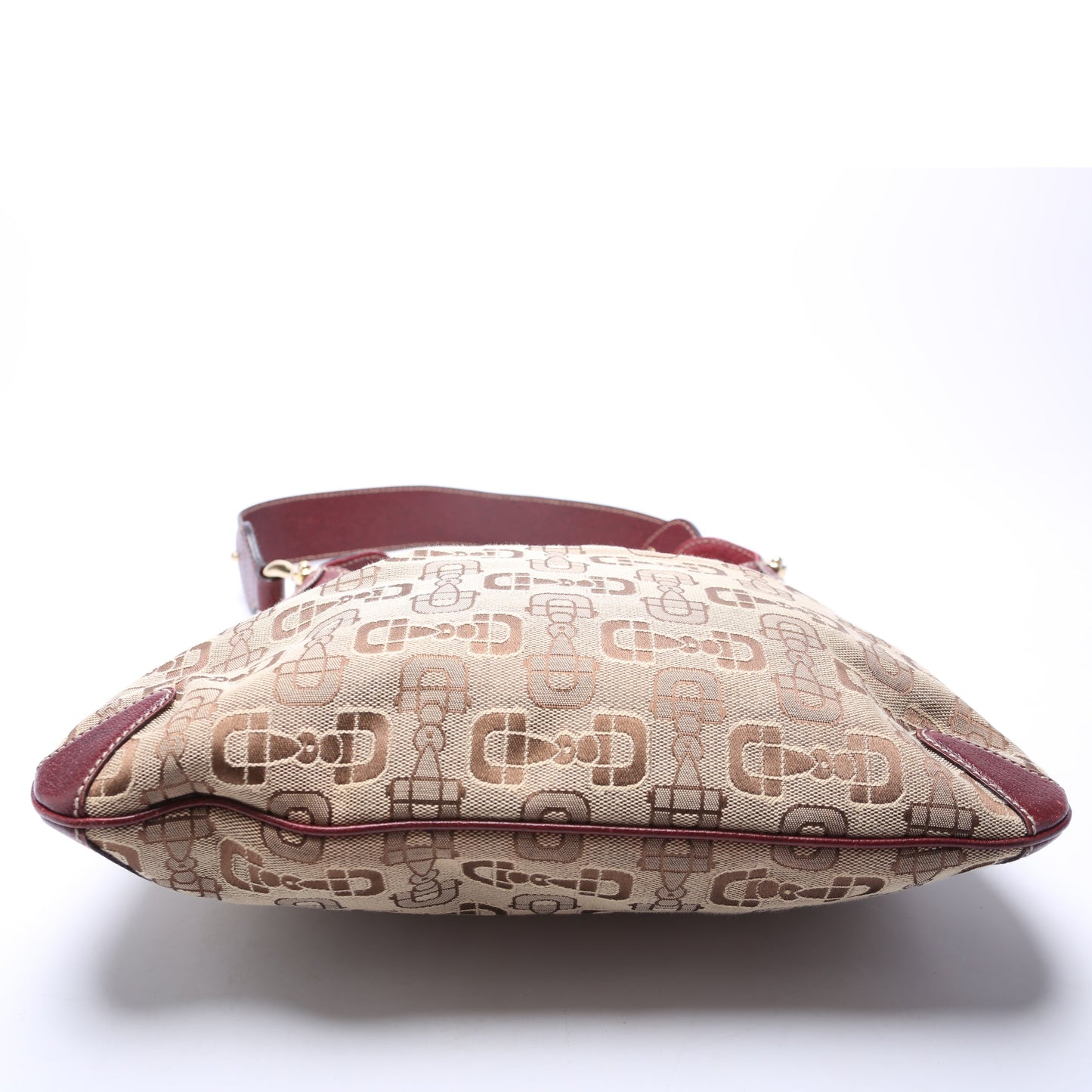 Gucci Horsebit Canvas Creole Hobo Burgundy/Tan