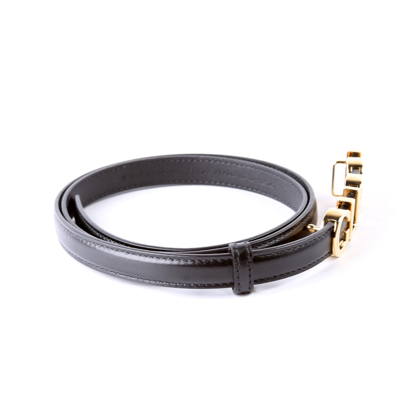 Gucci Logo Extra Thin Leather Belt Size / Black