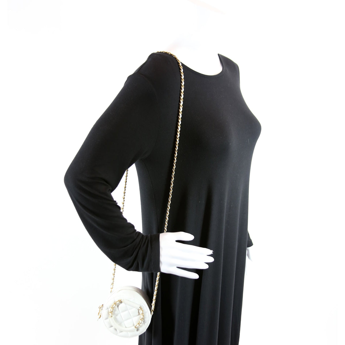 Woven Chain Top Handle Round White