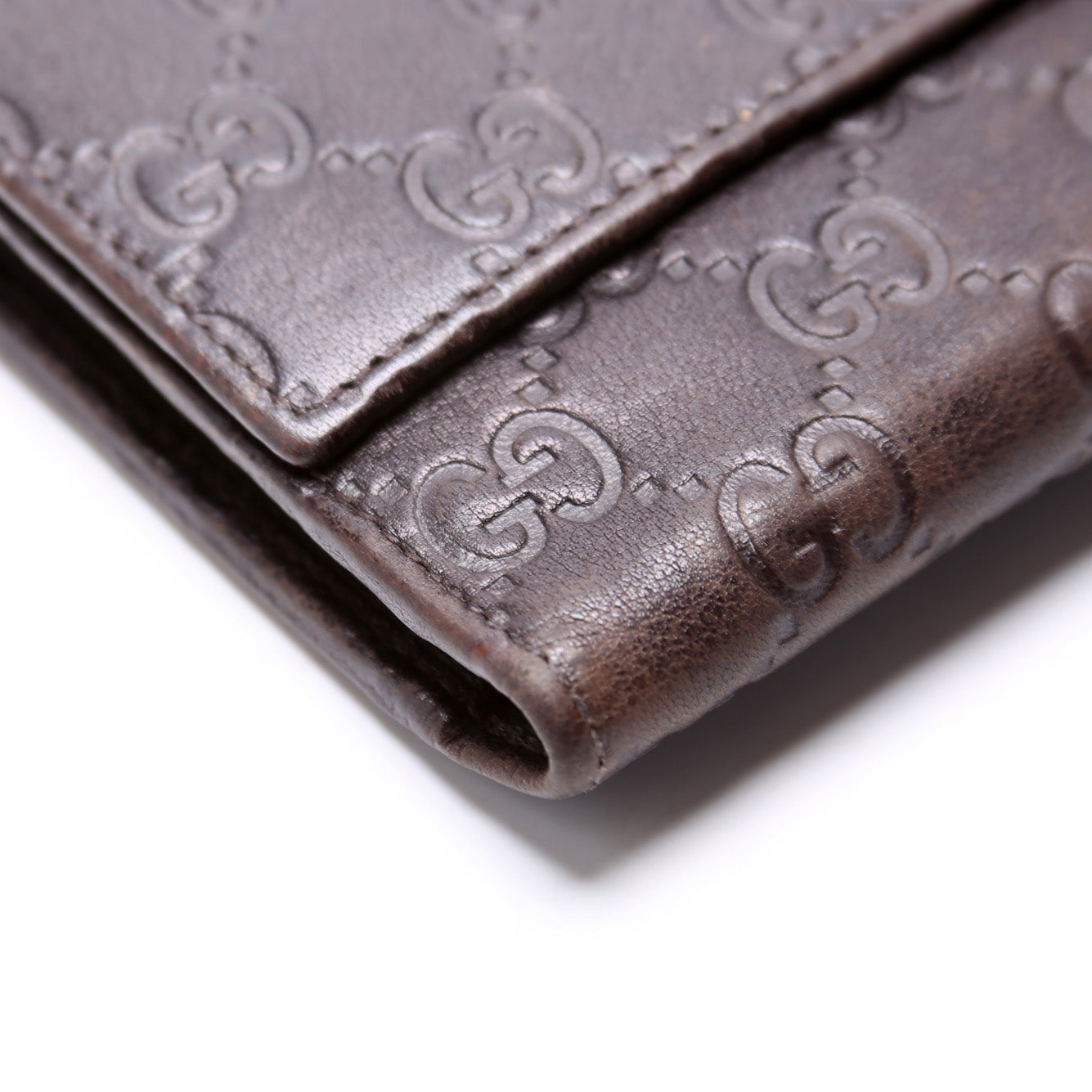 Gucci GG Leather Trifold Long Wallet Brown
