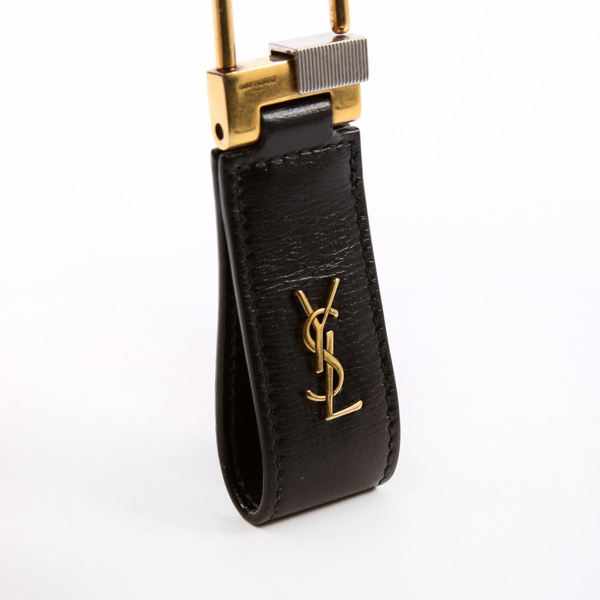 Tiny Cassandre Keyring Smooth Leather Black/Gold
