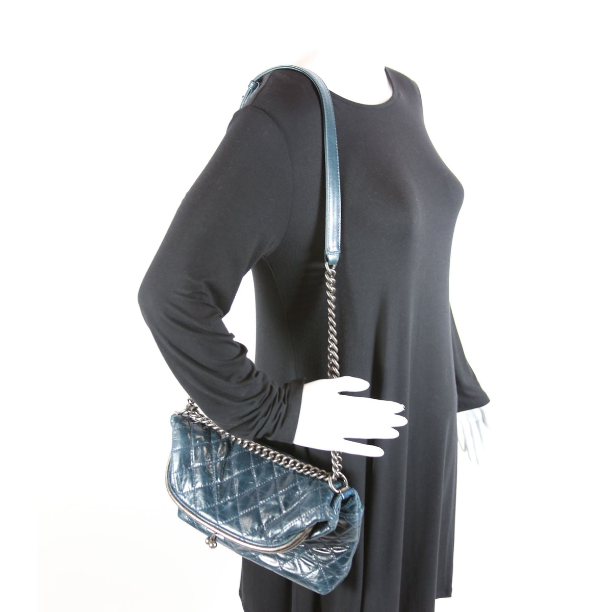 Tabatiere Kisslock Fold Over Quilted Aged Calfskin Bag 21M