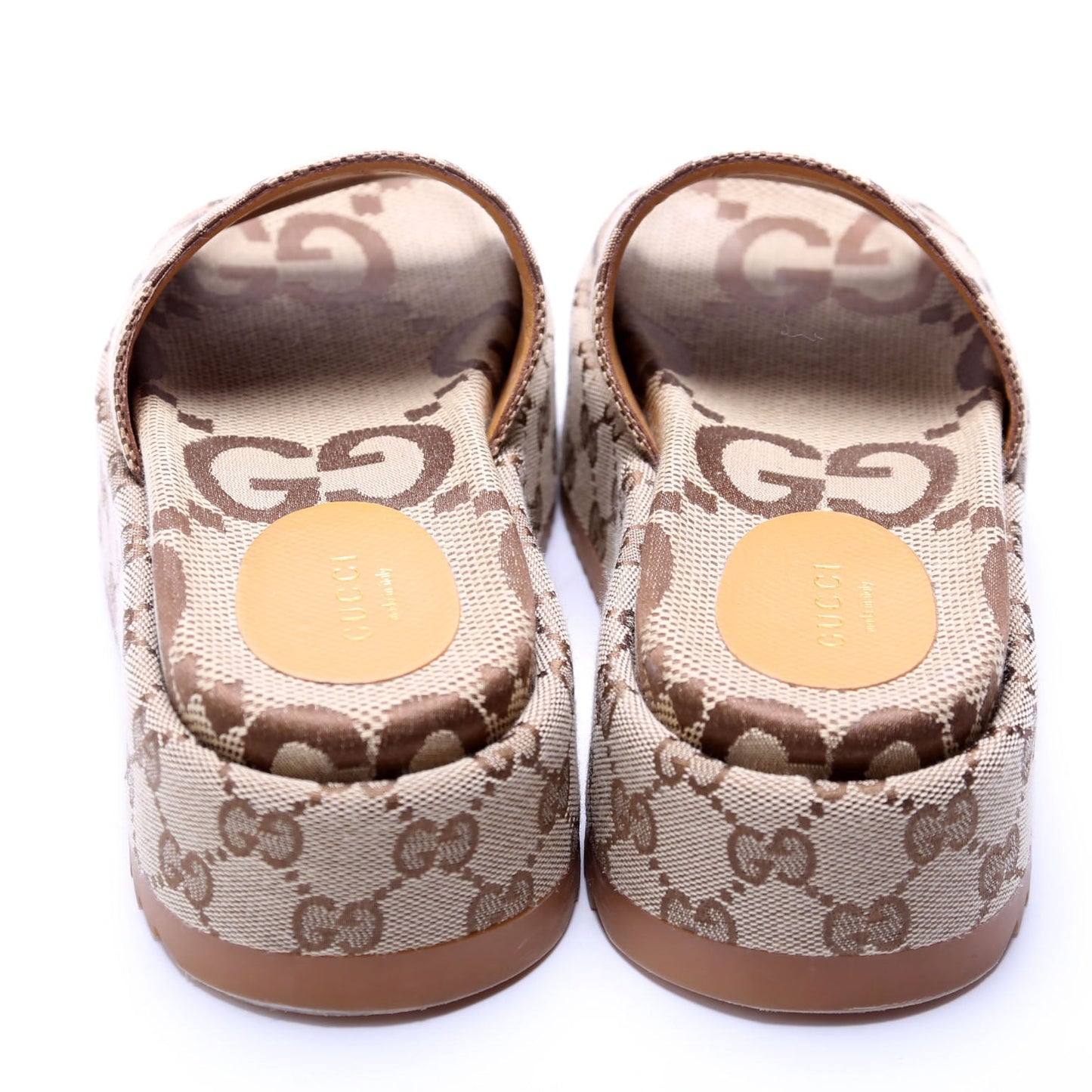 Gucci GG Maxi Canvas Platform Slides Size . Brown