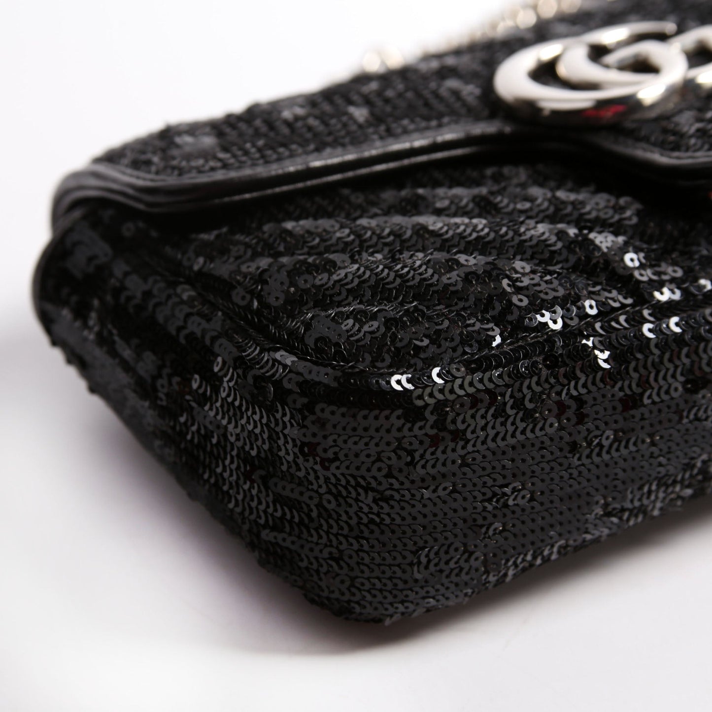 Gucci Marmont Sequin Shoulder Mini Flap Black