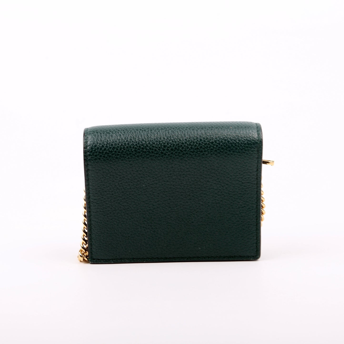Gucci Zumi Leather Card Case with Chain Green