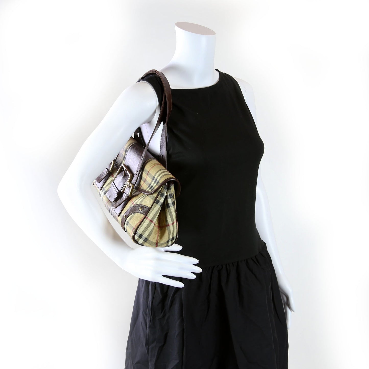 Haymarket Check Buckle Flap Shoulder Bag
