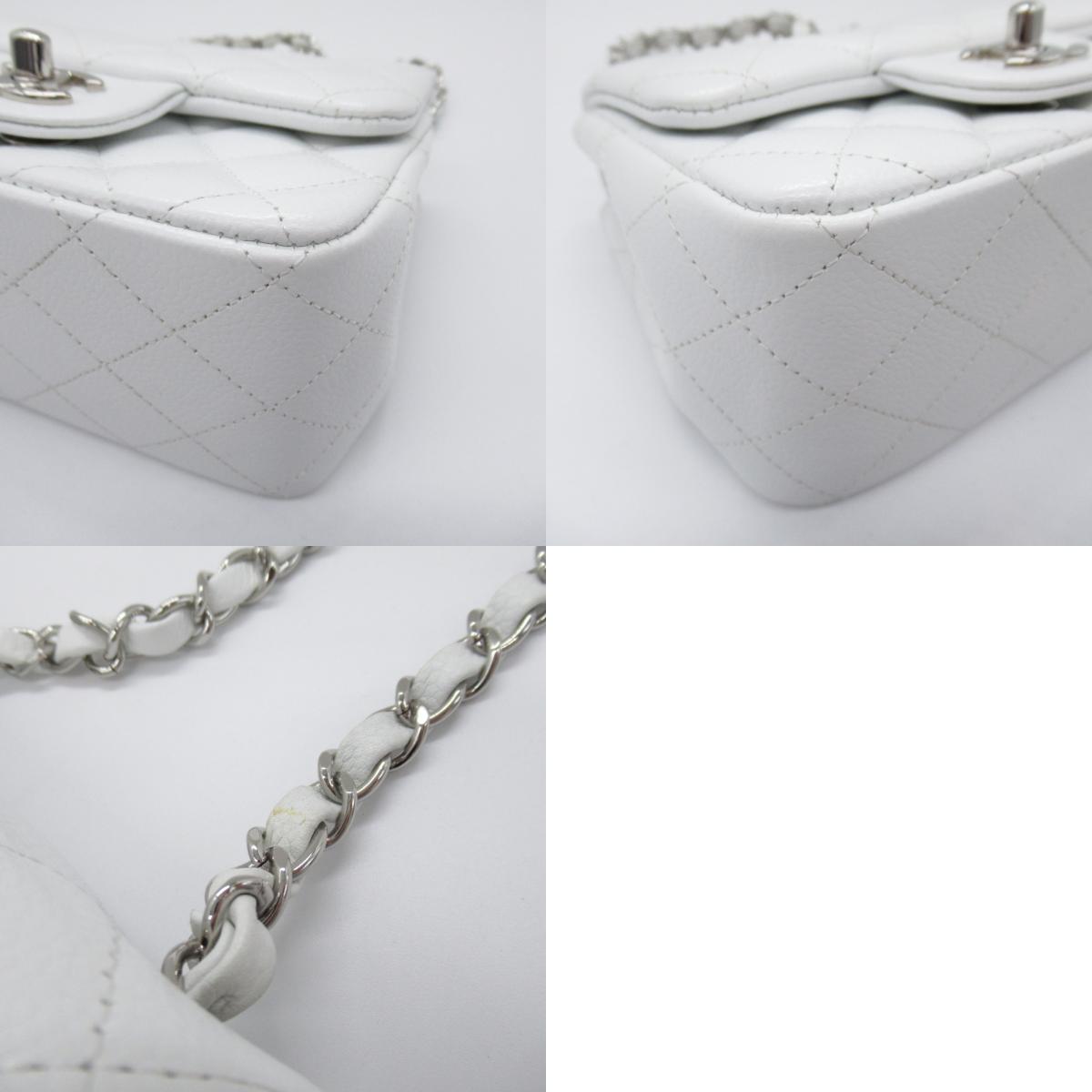 Chanel Mini Chain Shoulder Bag Chain Shoulder Bag Caviar S (Green ) White (Band)