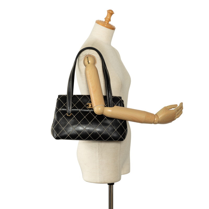 Chanel Wild Stick Coco Handbag Shoulder Bag Black Leather Chanel