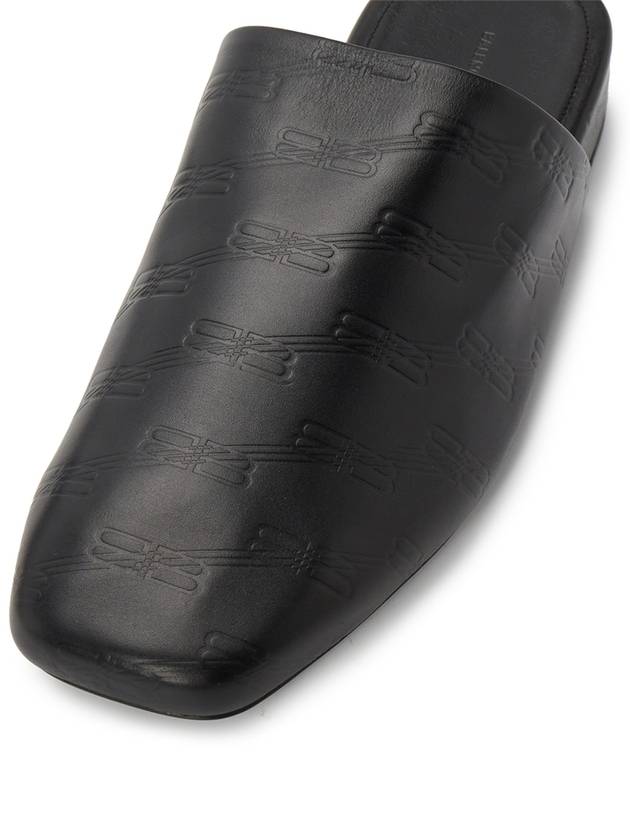 Luxury Balenciaga Debossed Logo Leather Mule Black