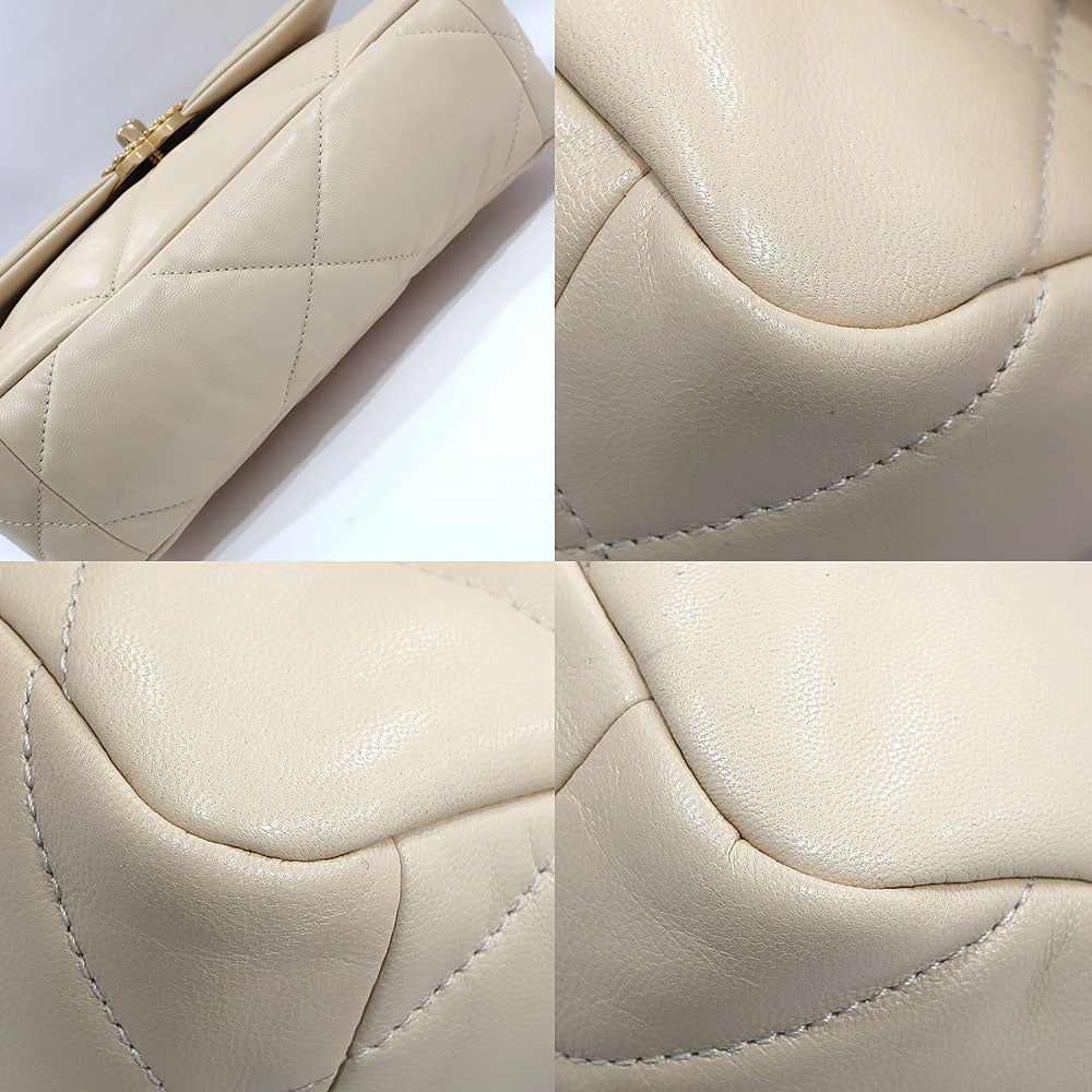 CHANEL CHANEL19 Chain Shoulder Bag Matrasse AS1160 Beige GD/SV G Woman 28th St/8-digit Purchase Certificate Box