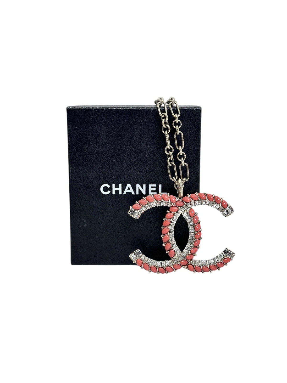 Chanel Large CC Logo Necklace With Crystal 08C