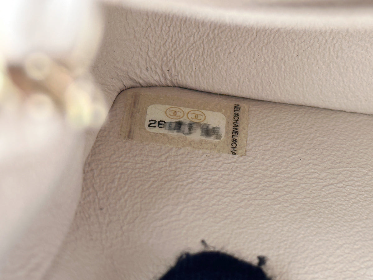 Chanel Mini Rectangle Chevron Blush Hue Light Beige Flap Bag LGHW 2644 holo card