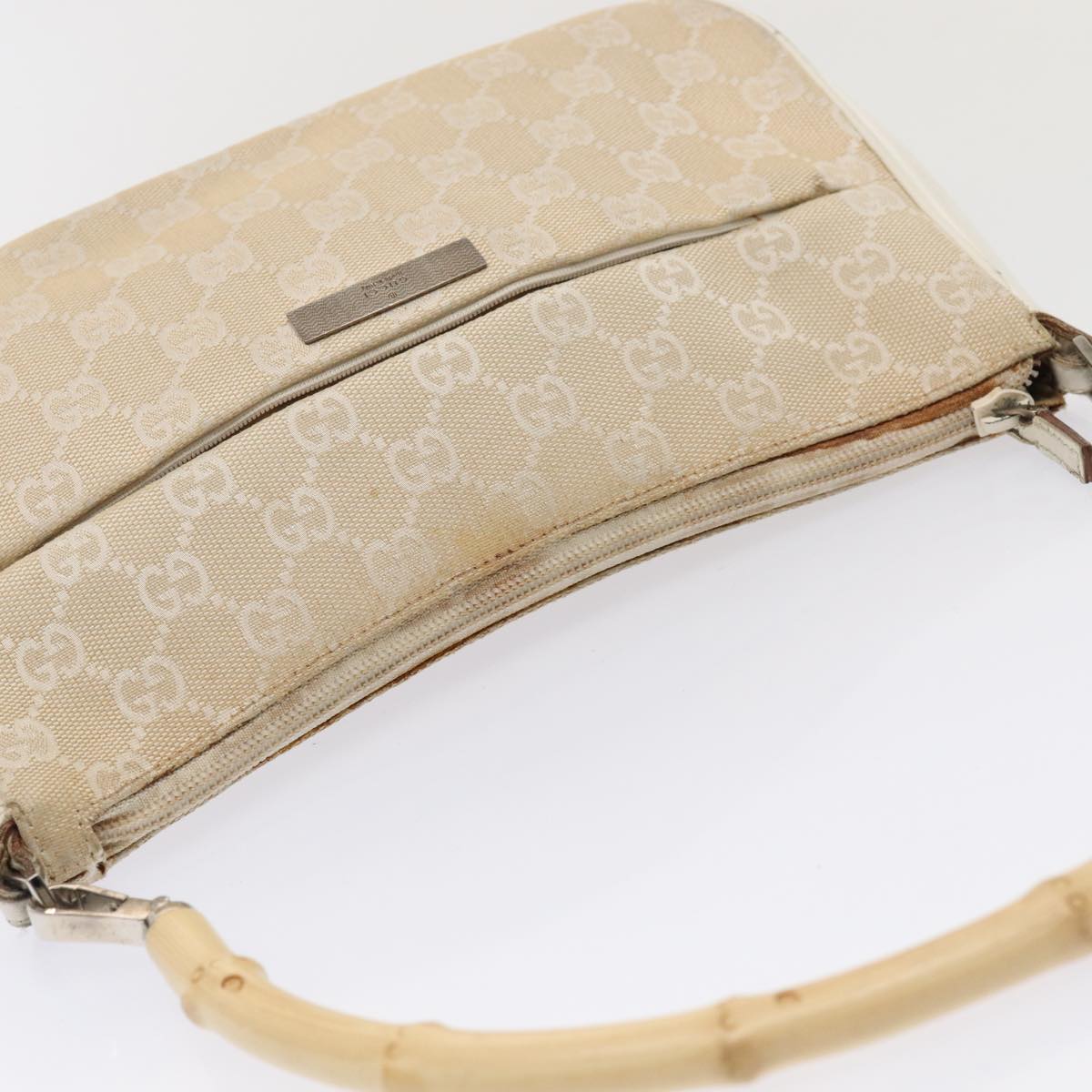 Gucci Bamboo Beige Canvas Handbag