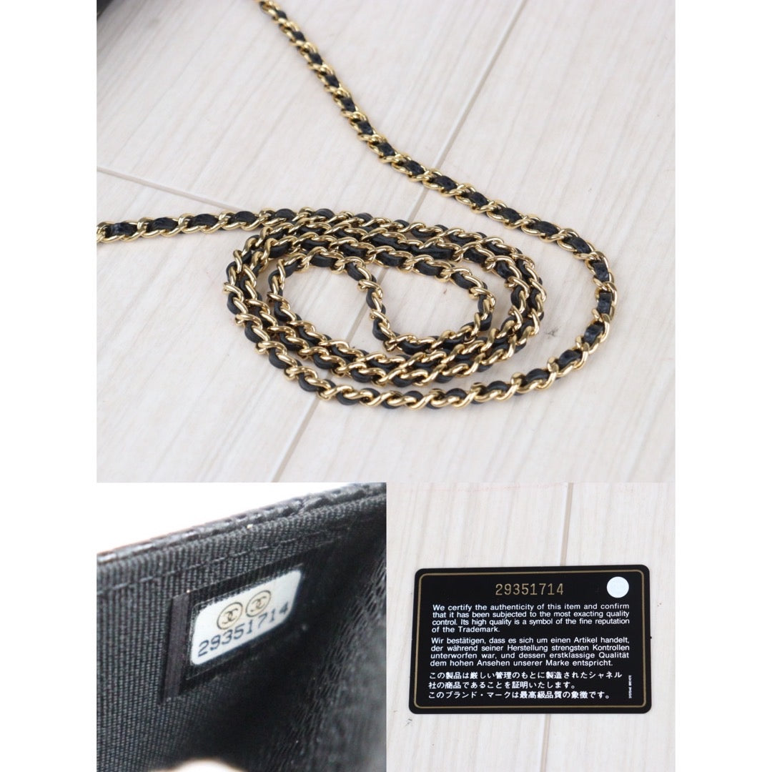 Rank SA| CHANEL Matelasse Caviar Skin Chain Wallet Black Gold Hardware Made In 2019 Year |23080308