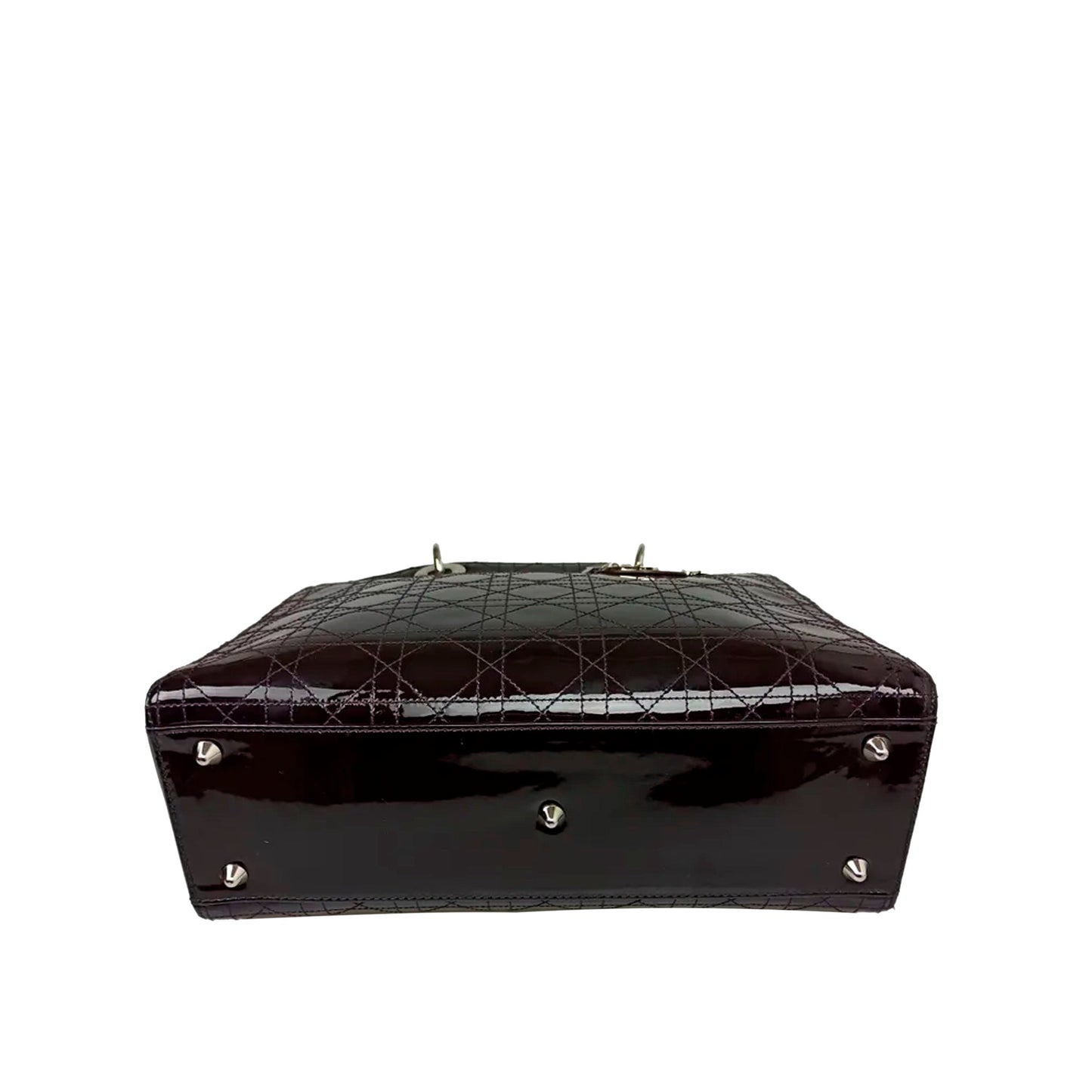 Cannage Patent Leather Lady Dior Satchel Brown