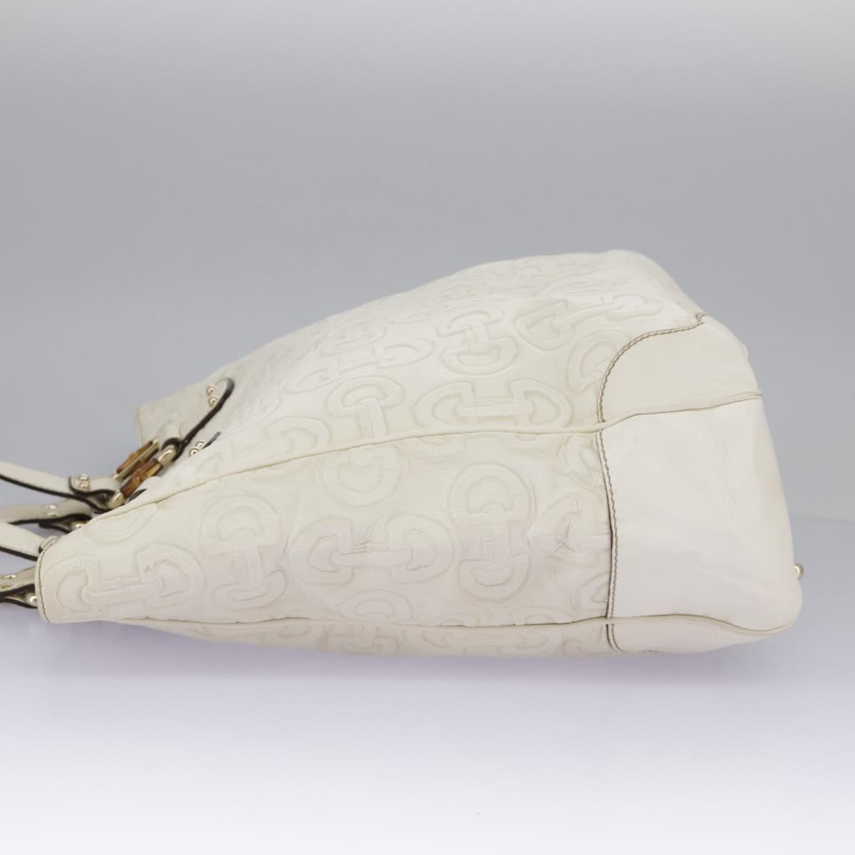 Gucci Bamboo White Leather Tote Bag