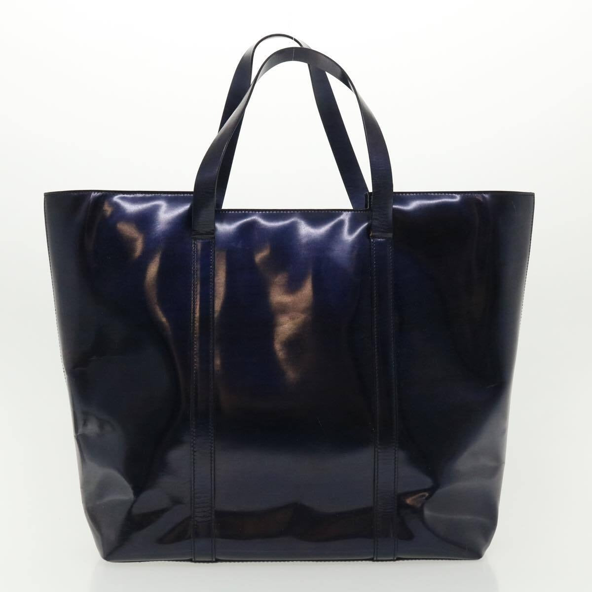 Gucci, metallic blue leather, XL tote bag/shoulder purse with a top zip closure, graduated shape, & chrome accents