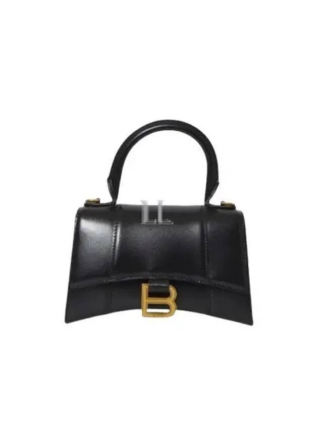 Luxury Balenciaga Hourglass XS Glossy Calfskin Tote Bag Black