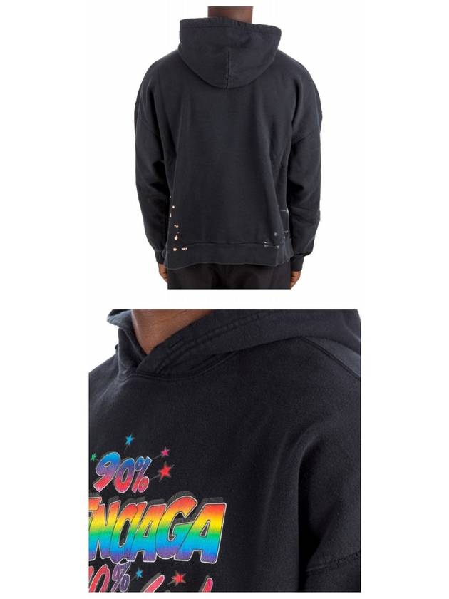 Luxury Balenciaga Logo Graphic Print Cotton Oversized Hoodie Black