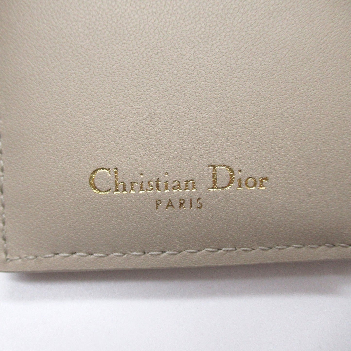 Dior Dior Double Fold Wallet Double Folded Wallet Leather Beige