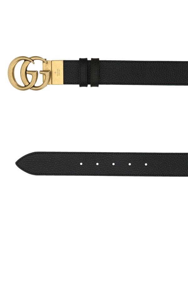 Gucci Man Black Leather Reversible Belt