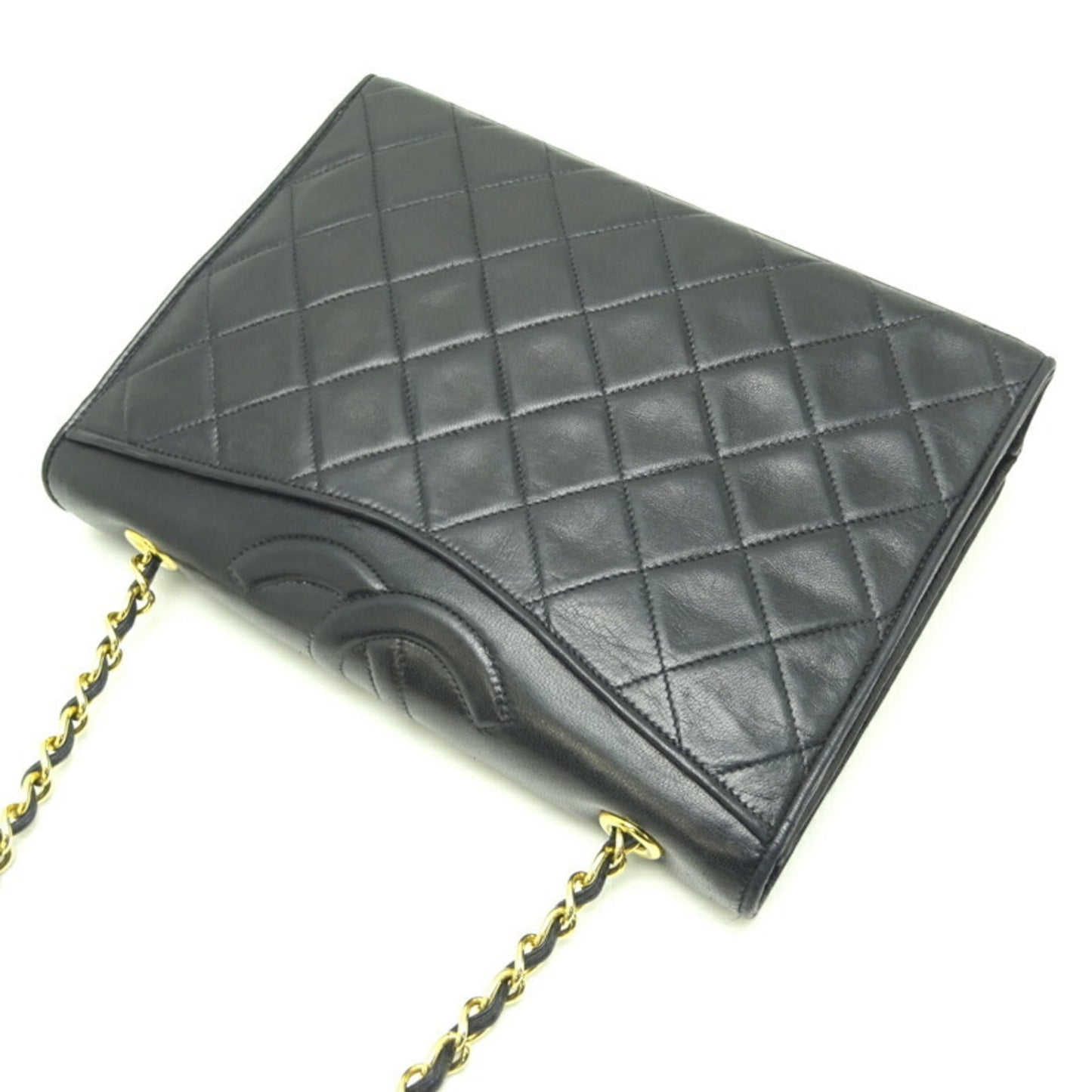 Chanel Matelasse Full Flap Chain Shoulder Bag with Inner Rippling, Women's Bag, Lambskin, Black