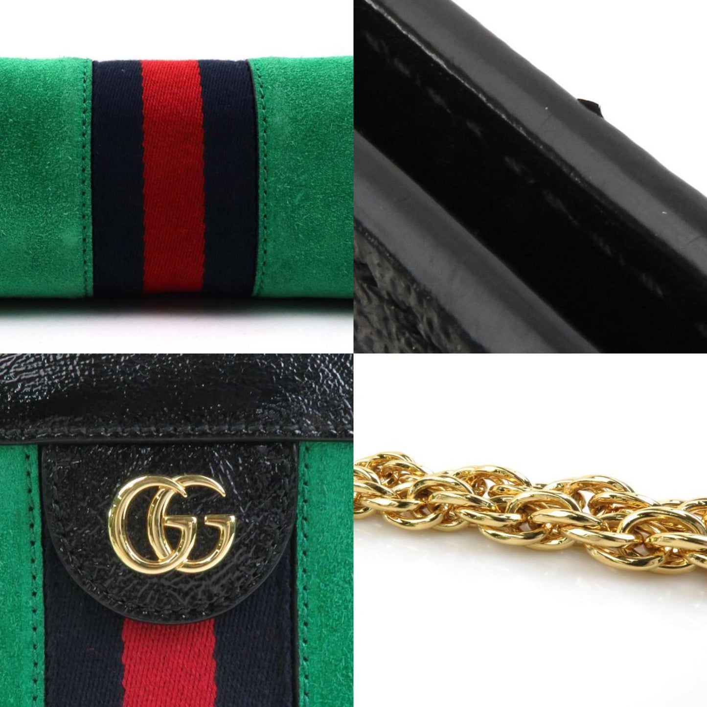 Gucci Black Green Suede Leather Shoulder Bag