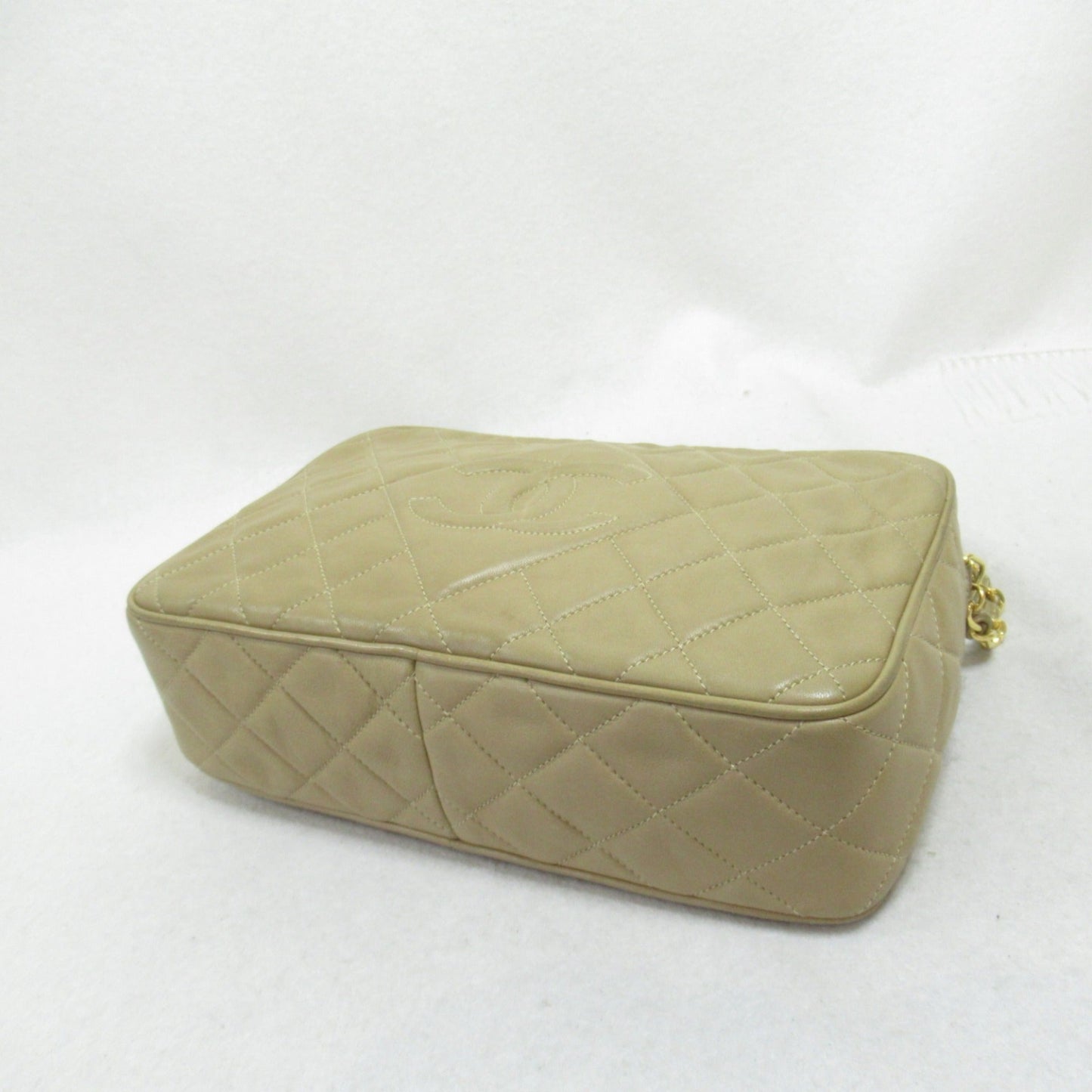 CHANEL ChainShoulder Bag with tassel Beige Lambskin (sheep leather)