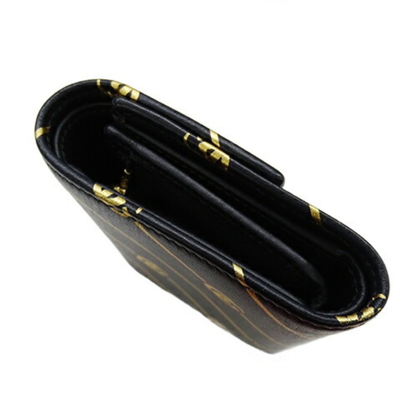 Gucci Black Gold Leather Wallet (Tri-Fold)