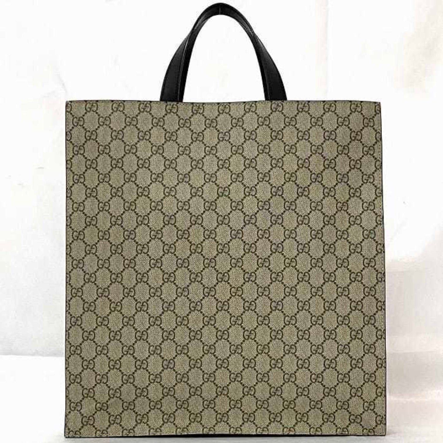 Gucci Beige Black Gg Supreme Tote Bag