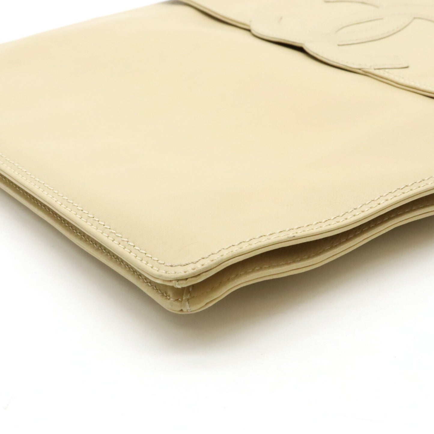 CHANEL Coco Mark Shoulder Bag Leather Light Beige