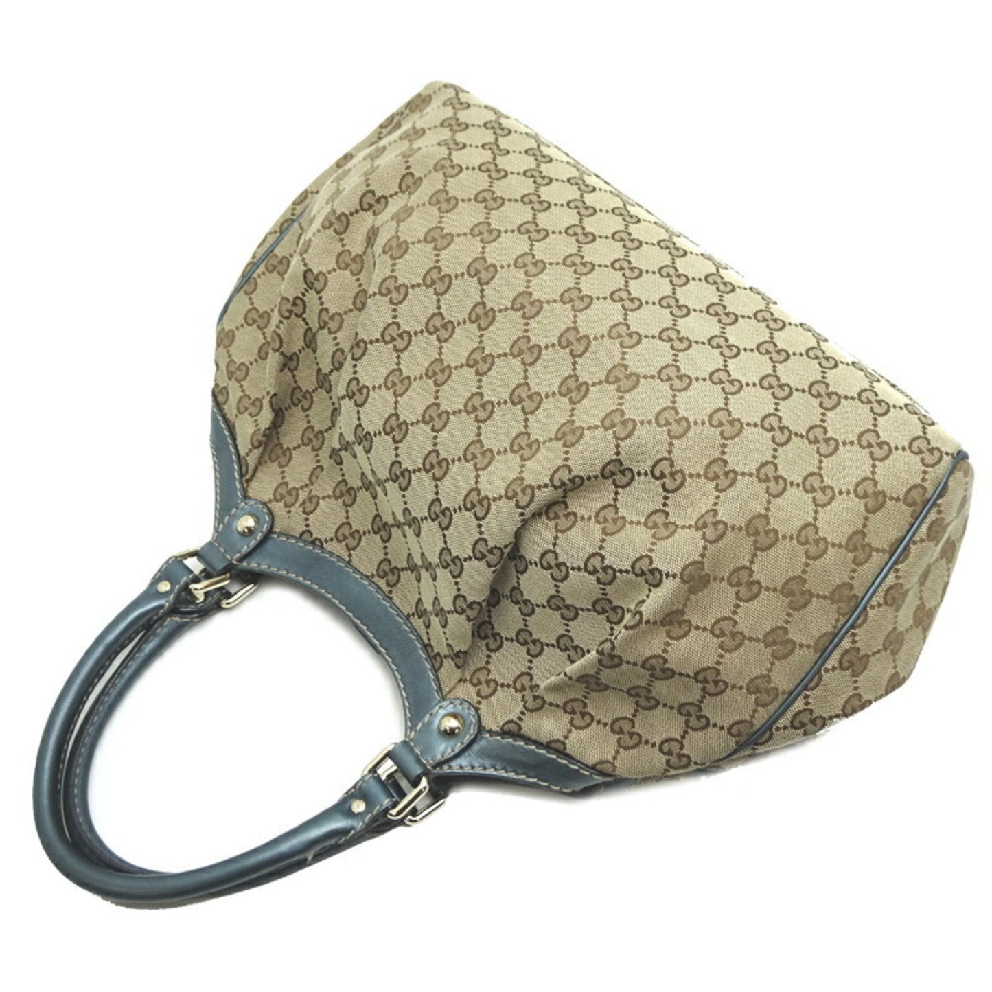Gucci Beige Blue Brown Gg Canvas Leather Handbag Shoulder Bag