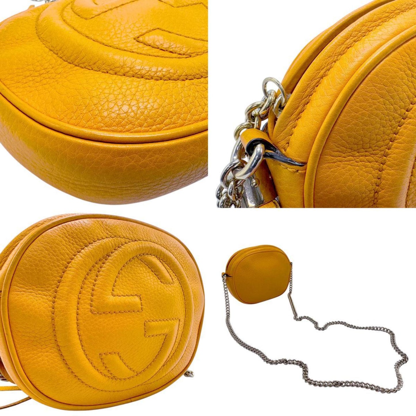 Gucci Gold Orange Metal Leather Shoulder Bag