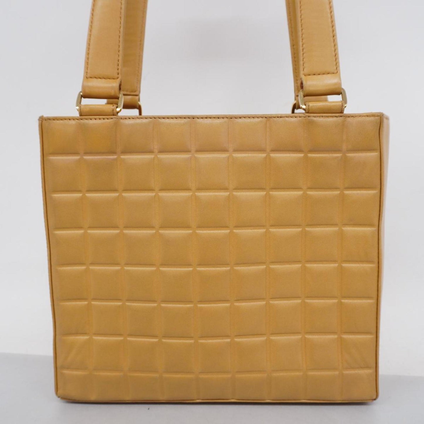 Chanel Tote Bag Chocolate Bar Lambskin Beige Women's