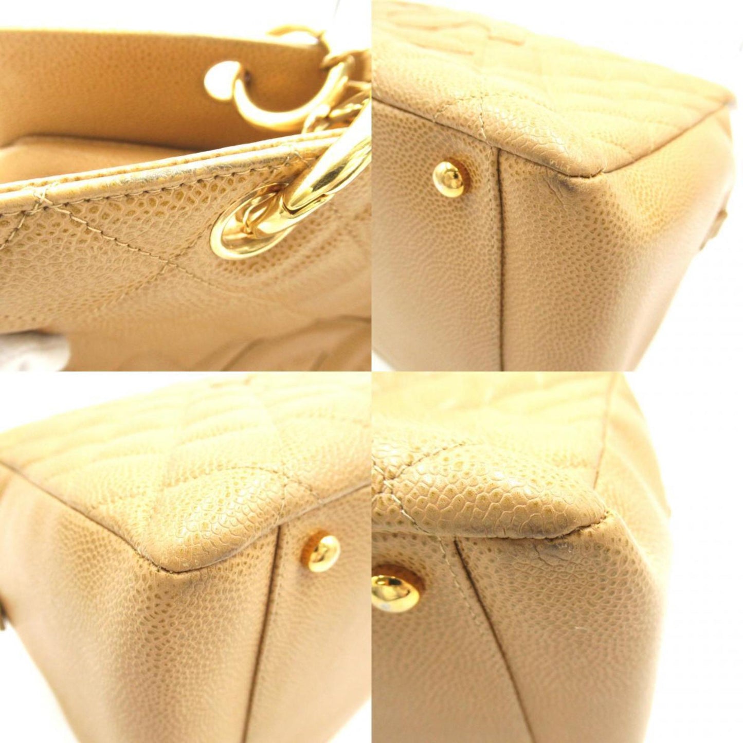 CHANEL Shoulder Tote Bag Caviar Skin (Grained Calf) Women's Beige A18004