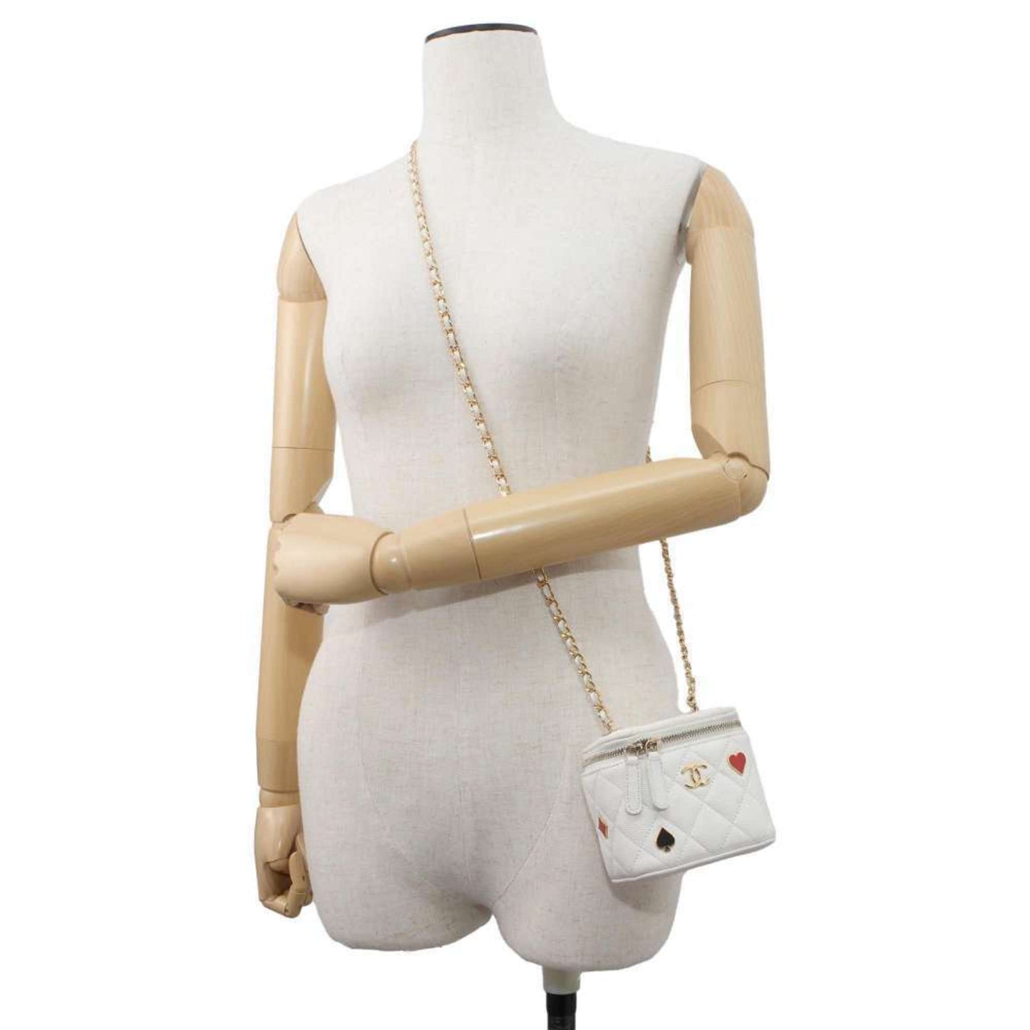 Chanel Chain Shoulder Bag Small Vanity Coco Mark Matelasse Playing Cards AP3078 White