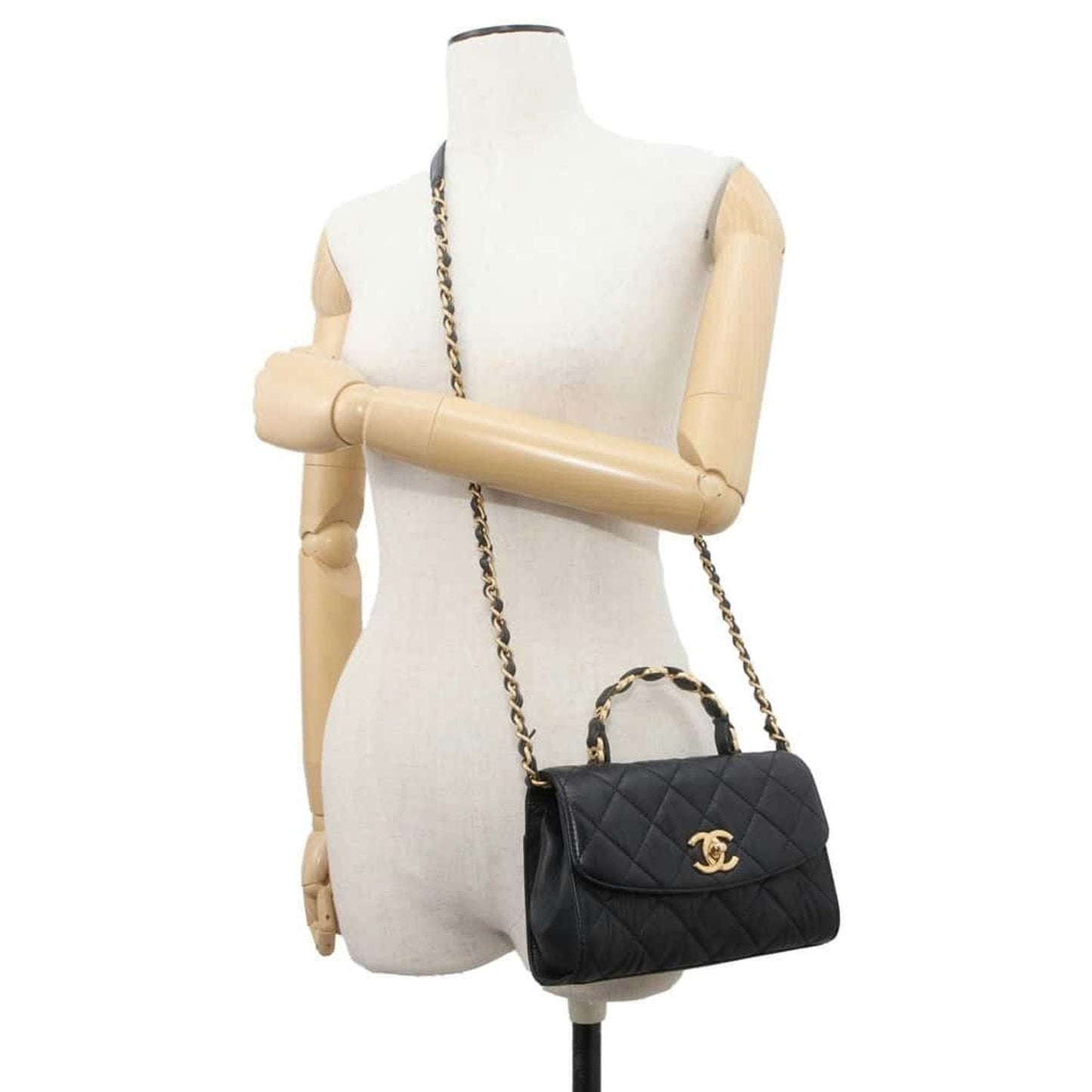 Chanel Chain Shoulder Bag Matelasse Crumple Lambskin AS2478 2way Handbag Black