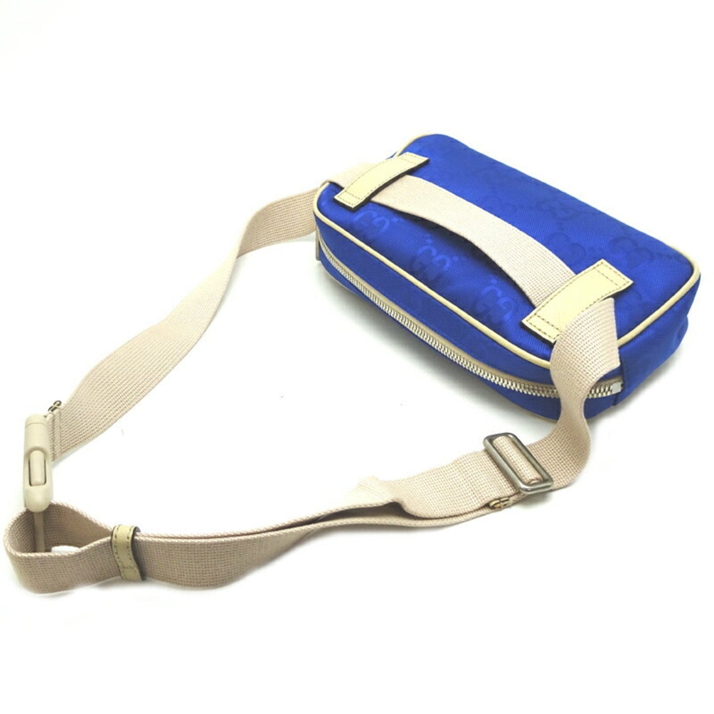 Gucci Beige Blue Canvas Sling Bag