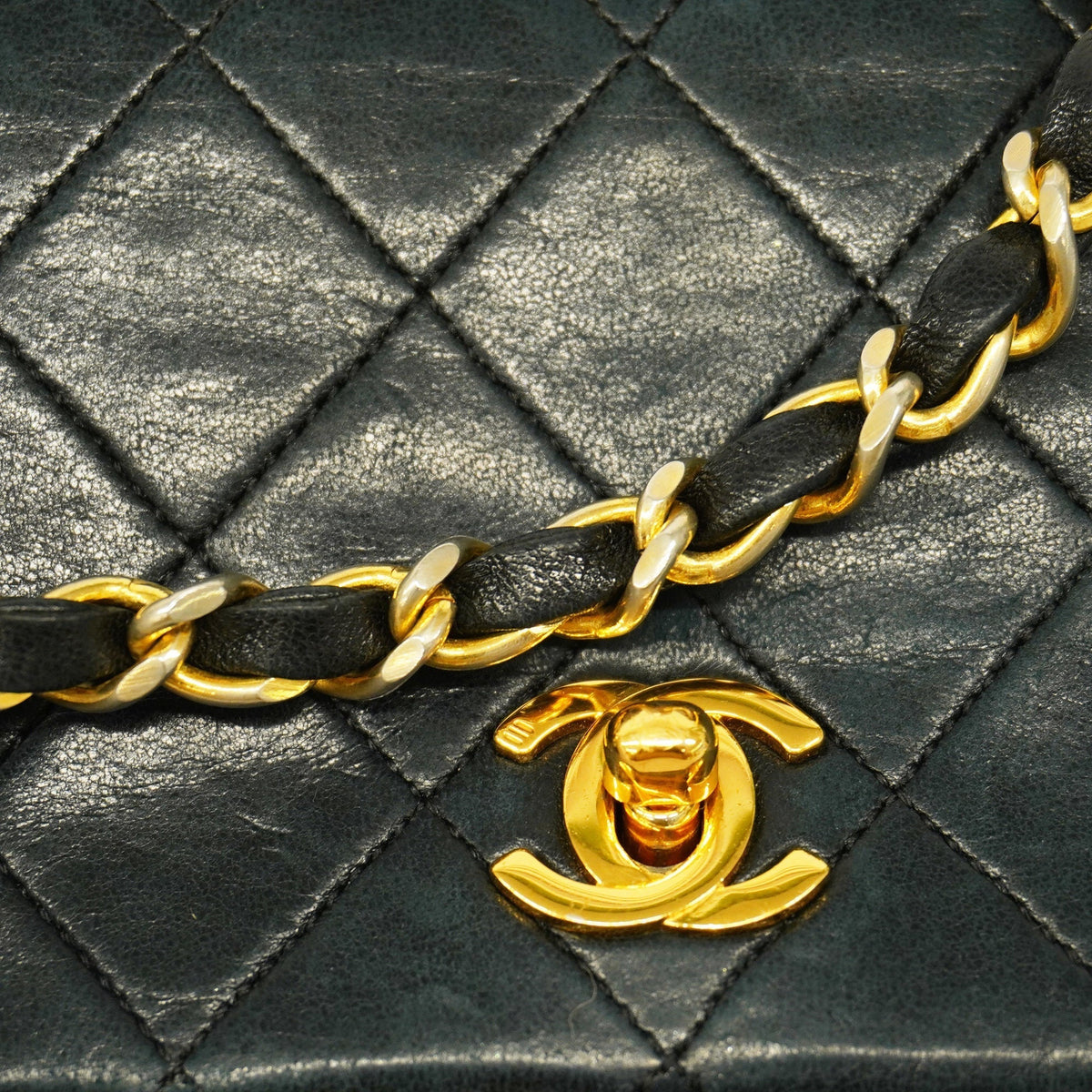 ChanelAuth Matelasse Chain Shoulder Women's Leather Shoulder Bag Black