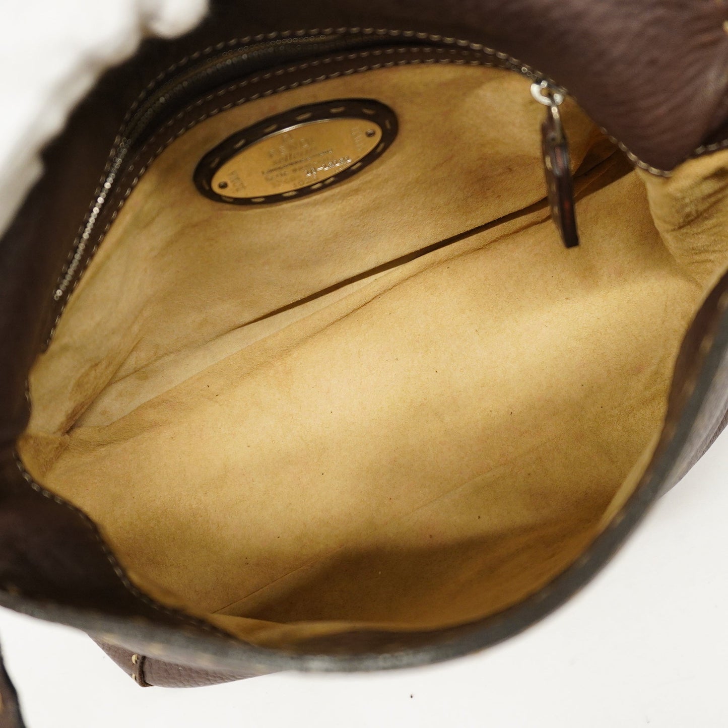 FENDIAuth Selleria Mamma Bucket Women's Leather Handbag Brown