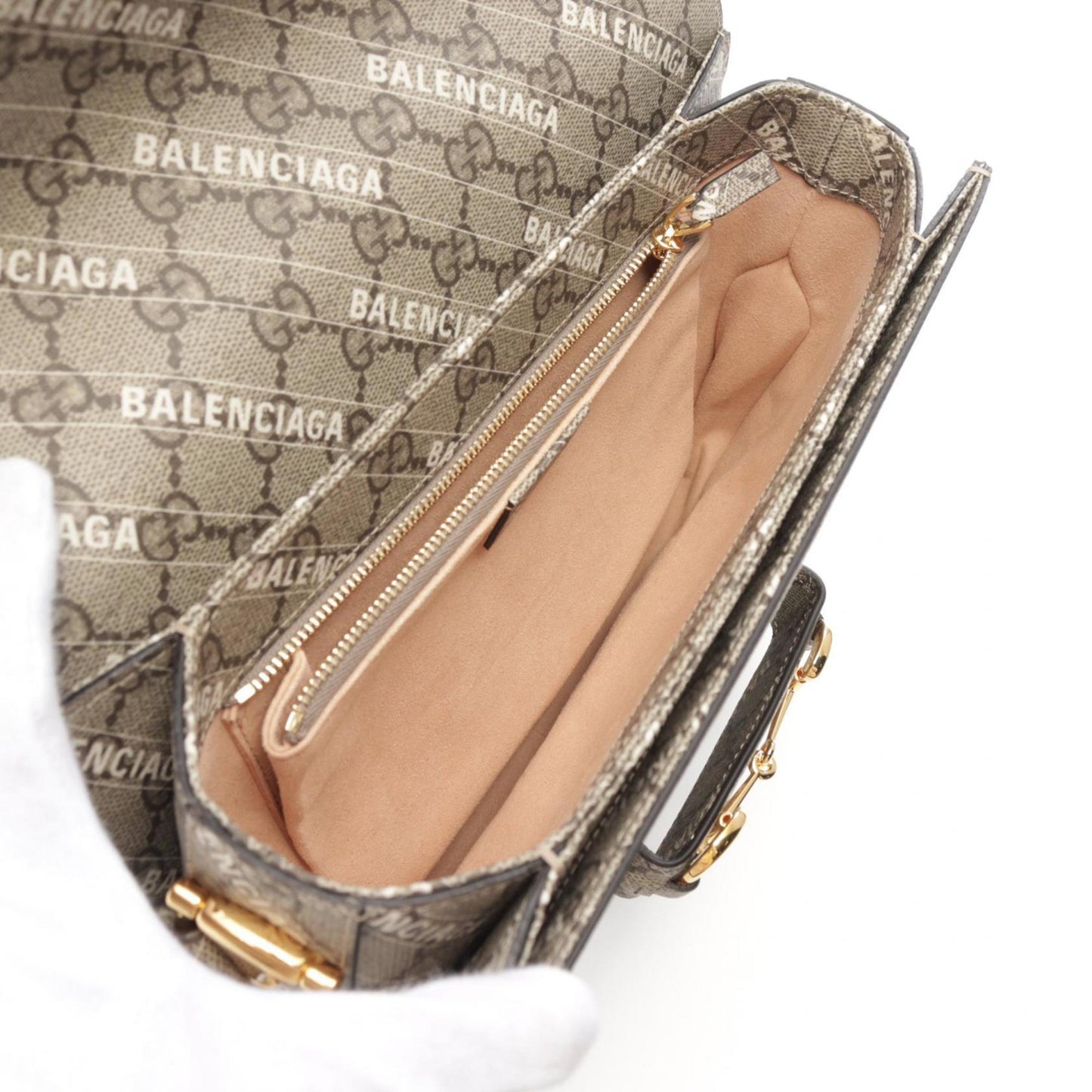 Gucci Beige Brown White Coated Canvas Shoulder Bag