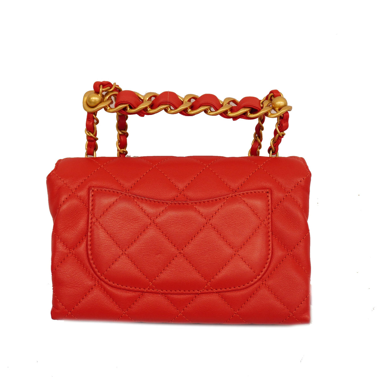 ChanelAuth Matelasse Chain Shoulder Women's Leather Shoulder Bag Red Color
