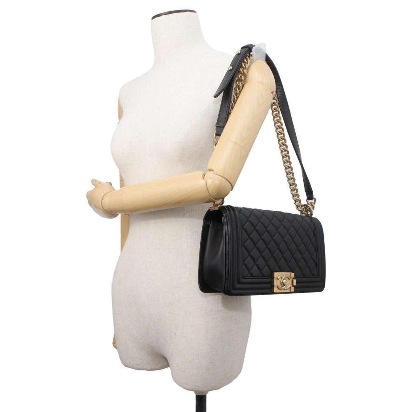 Chanel Chain Shoulder Bag Boy Lambskin Coco Mark A67086 CHANEL Black