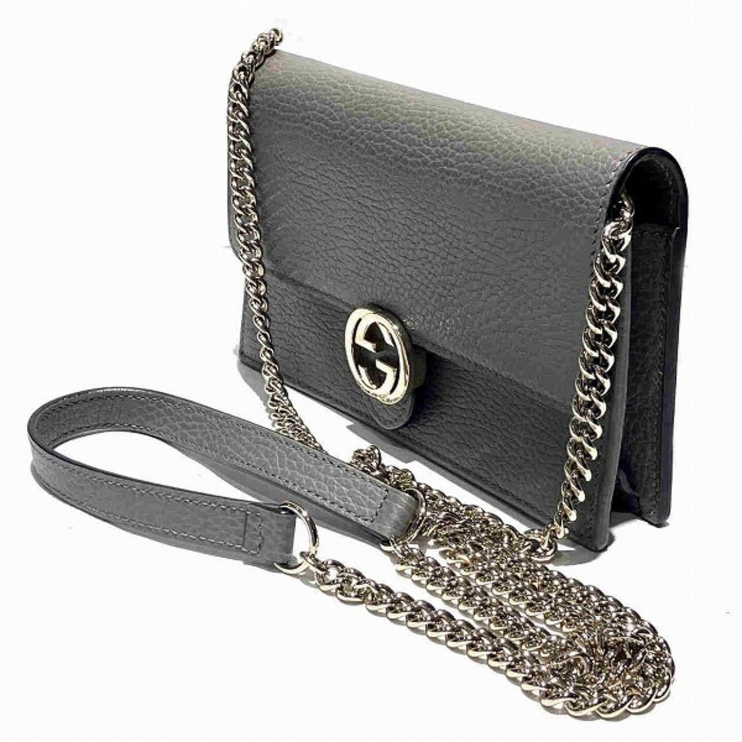 Gucci Gray Leather Chain/Shoulder Wallet