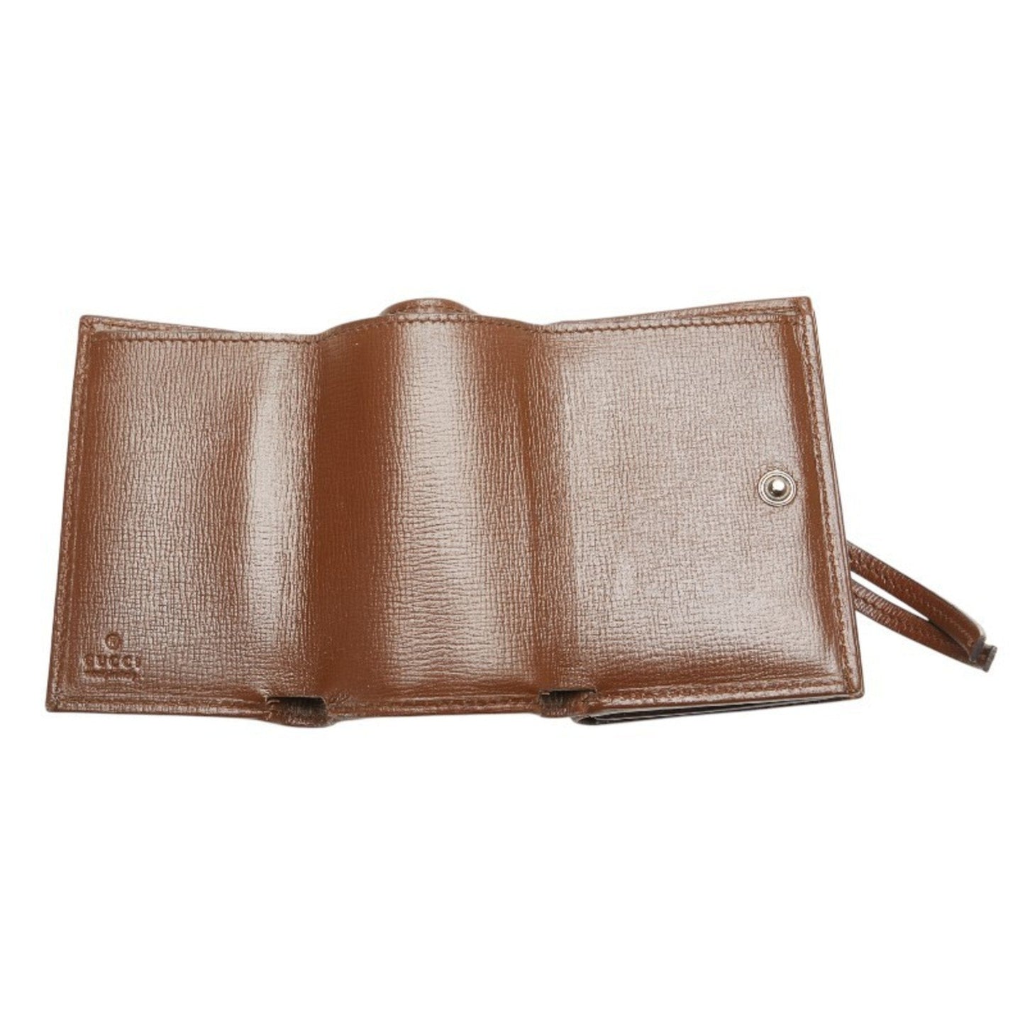 Gucci Beige Brown Gg Canvas Leather Wallet (Tri-Fold)