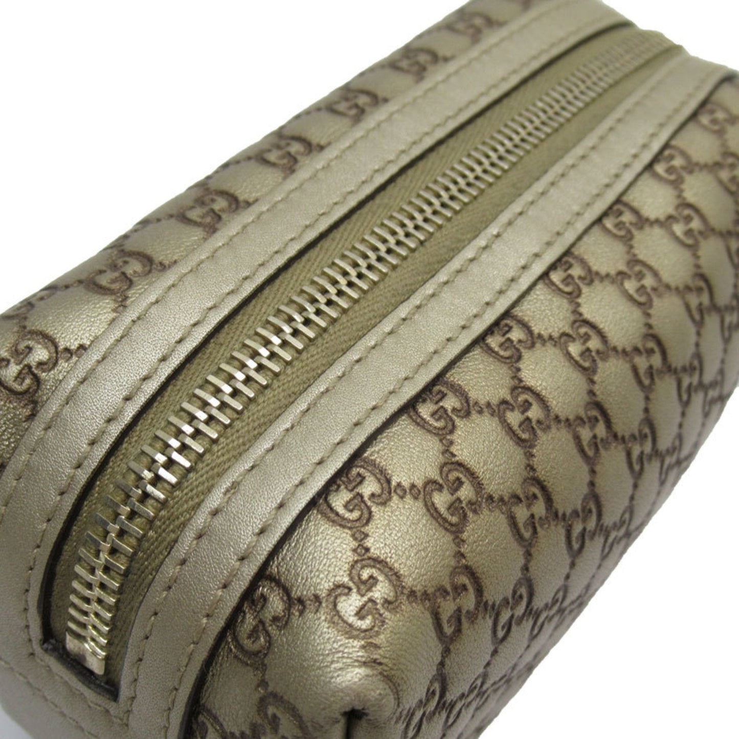 Gucci Brown Gold Leather Pouch