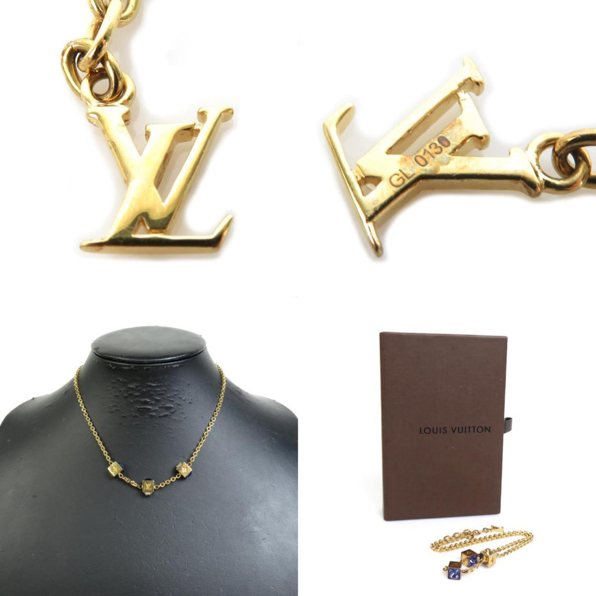 LOUIS VUITTON Necklace Collier Gamble Metal/Rhinestone Gold/Purple Unisex